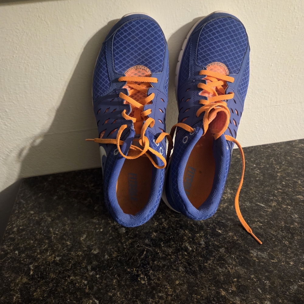 Very Clean Nike Blue and Orange Sneakers Women Size 11